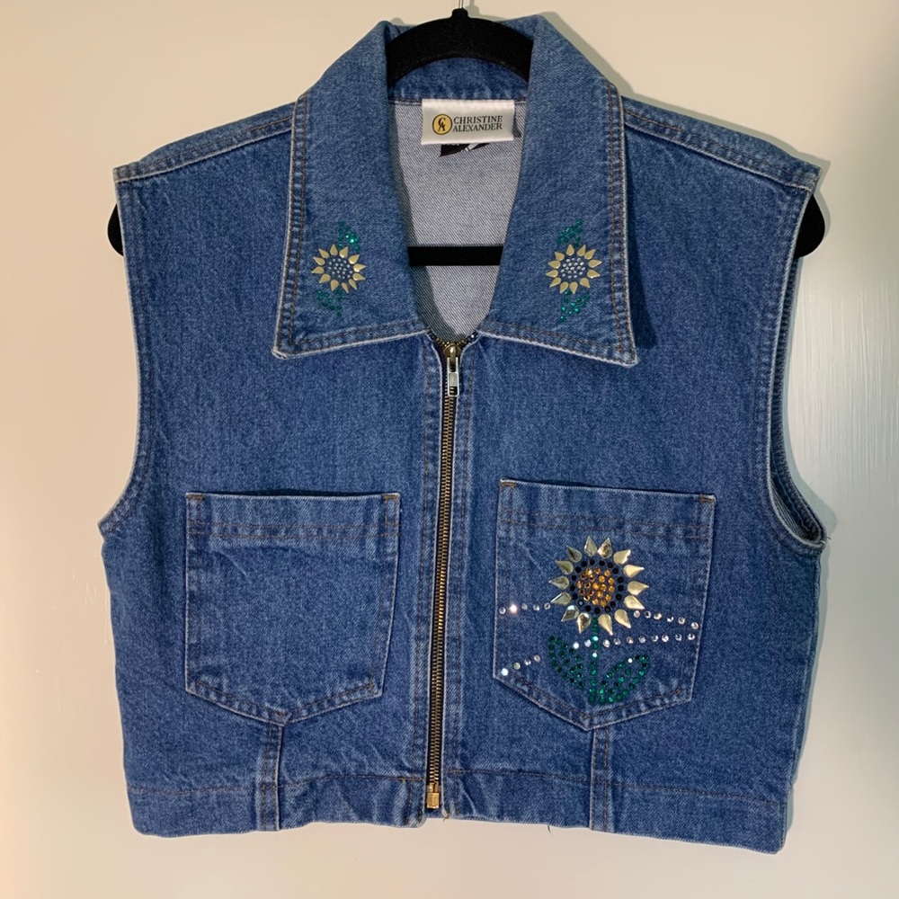 Christine Alexander Sunflower Denim Vest